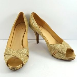 Kate Spade New York Gold Billie Peep Toe Size 9.  S586